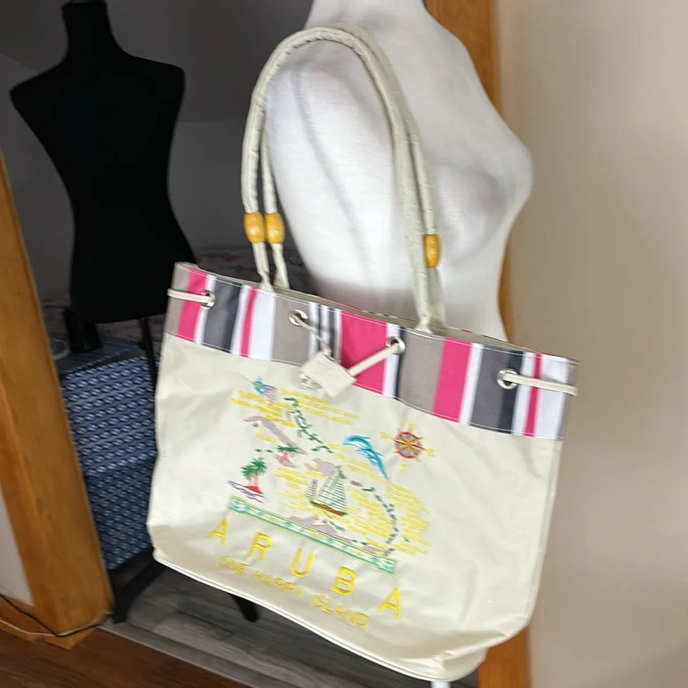 Aruba One Happy Island Beach Bag NWOT Map